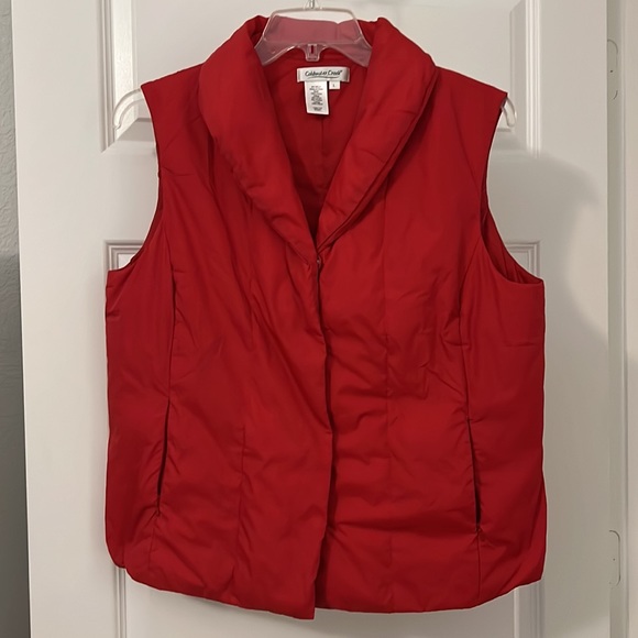 Coldwater Creek Goose Feather Vest Red Large puffy quilted vest  warm casual - Picture 2 of 15